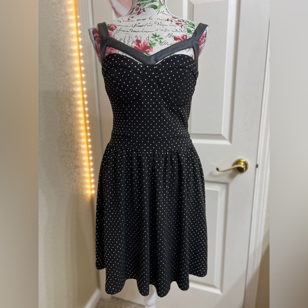 Sans Souci Black and Gold Mini Dress